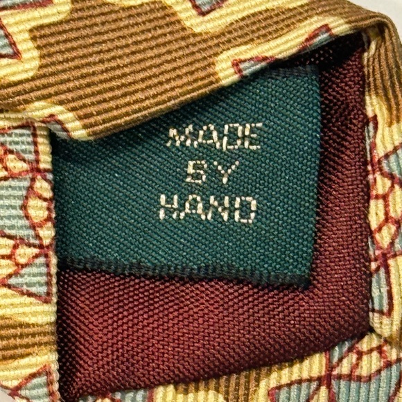 J. Crew Gold/yellow with blue star pattern silk made in USA - Picture 5 of 6